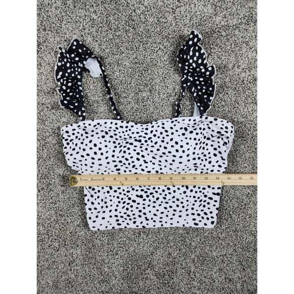 Junior Girls Halter Bikini Ruffle Top Girls Size Large Polka Dot - Picture 3 of 7